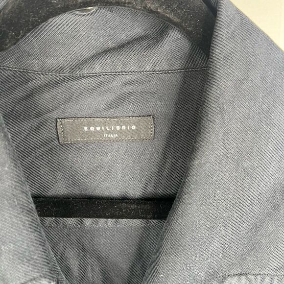 Sz XXL Equilibrio Italia Black Textured Striped Cuffs Dress Shirt $89 MSRP - Picture 9 of 13